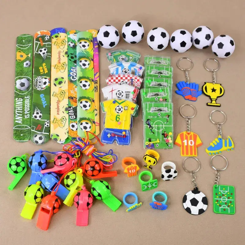 Soccer Theme Party Favors Set Bracelets Keychains Pin Ball Maze Toys