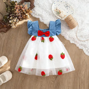 Baby Girl Dress Summer Cherry Mesh Beach Outfit 0 To 1 Years Cotton Comfortable Cute Clothes