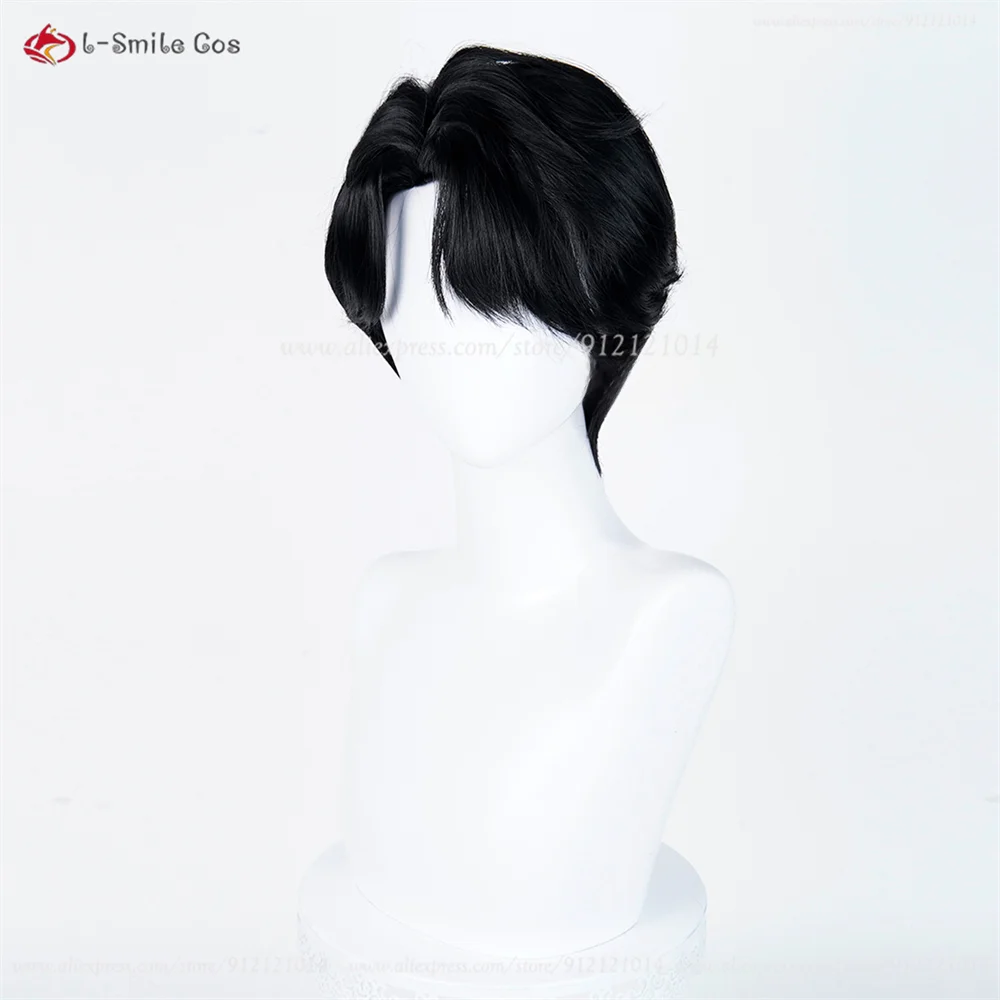 Anime cosplay wig, black heat-resistant synthetic hair, unisex Simples Market basic wig.