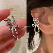 New Elegant Aesthetics Bow Knot Clip Earrings Non Piercing Ballet Ribbon Style Ear Clips For Women