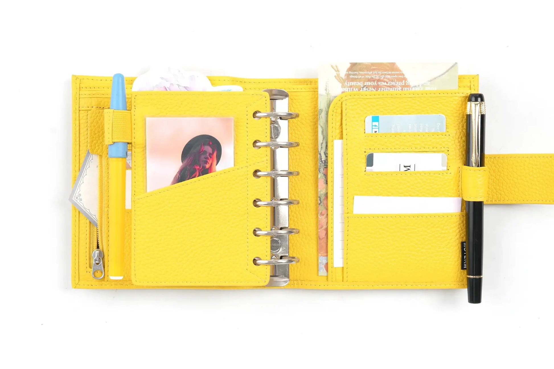 Moterm Luxe 2.0 Pocket Size Planner in yellow pebbled leather with 30mm rings and card slots