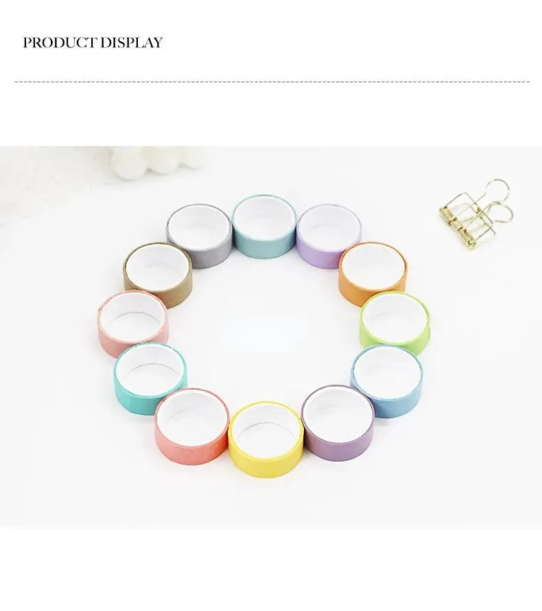 Simples Market masking washi tape set, 12 colorful rolls arranged in a circle for DIY scrapbooking