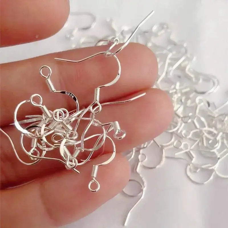 Set of 925 sterling silver earring hooks for DIY jewelry; hypoallergenic fish hooks by Simples Market