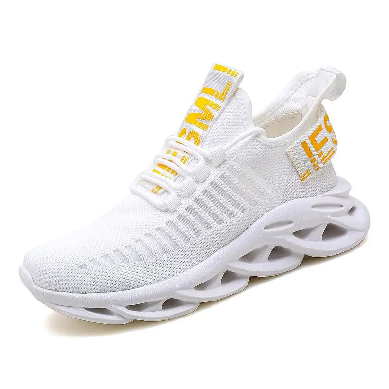 MAEDEF men's white breathable mesh sneakers with chunky platform sole by Simples Market