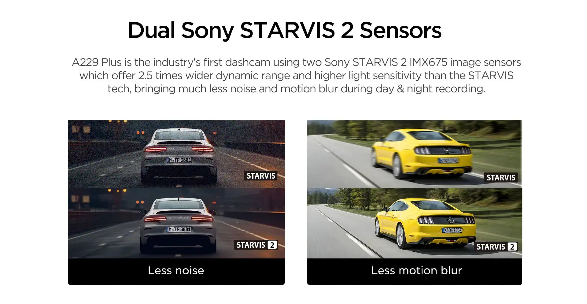 VIOFO A229 Plus dash camera with dual Sony STARVIS 2 sensors, 2K HDR, 5GHz Wi-Fi, GPS and night vision