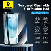 Baseus tempered glass screen protector for iPhone 17/16 Pro Max with anti-peeping and clear edge
