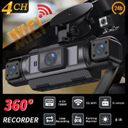 Simples Market 4-channel WiFi dash cam with front, left, right and rear cameras, FHD 1080p night vision