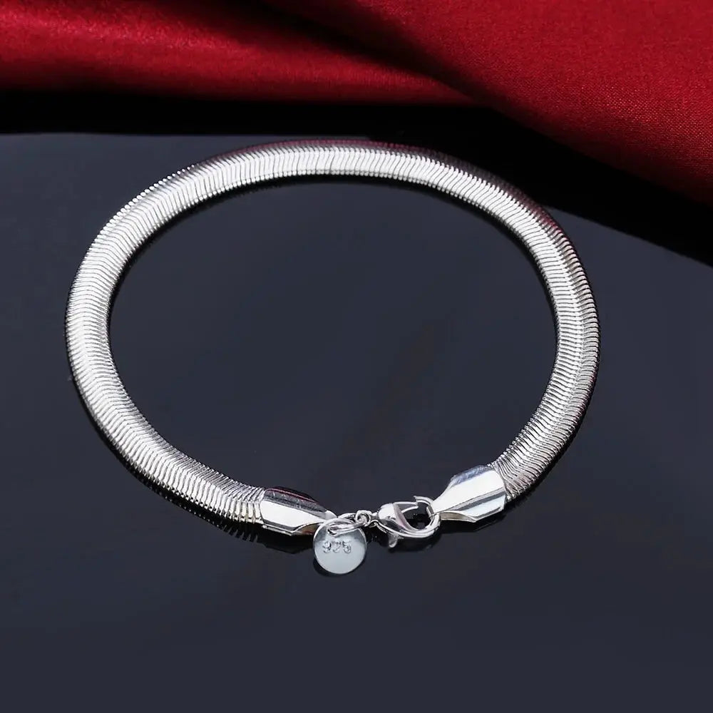 925 Sterling Silver Fine Chain Bracelet For Women And Men With Charms Wedding Gift Fashion Jewelry