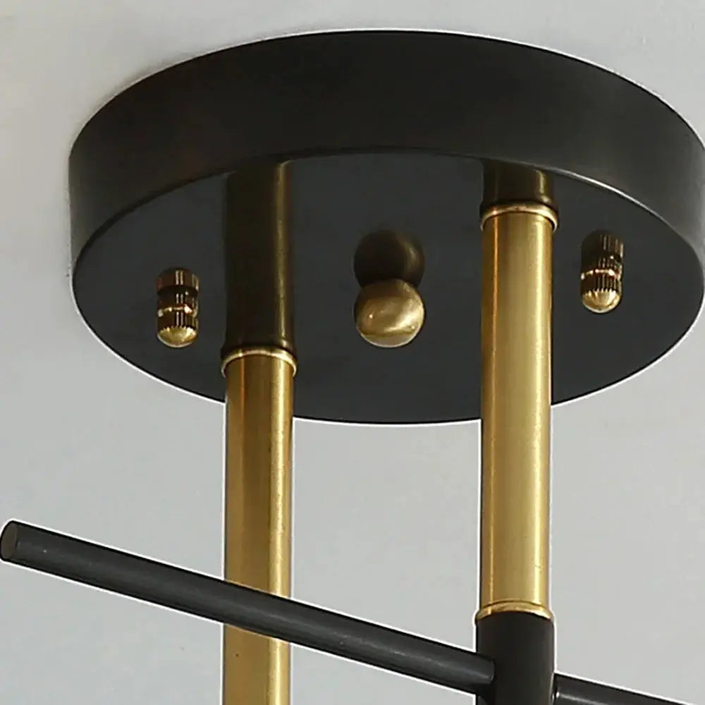 Vintage E27 ceiling light fixture by Simples Market with double gold heads and black canopy