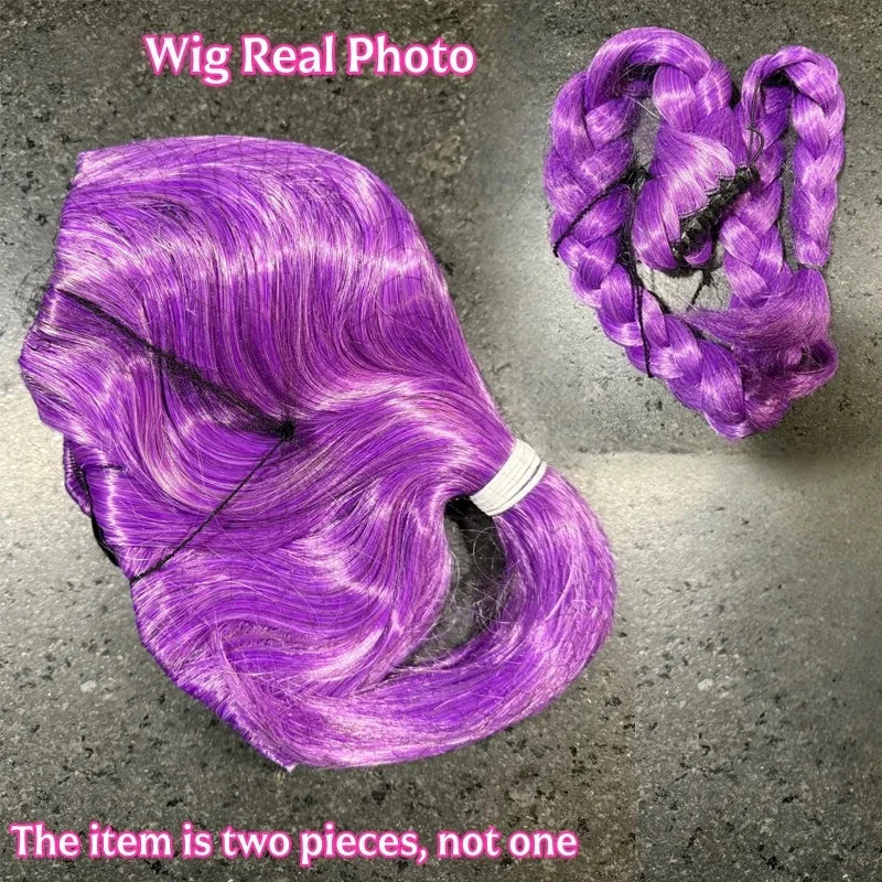 Cosplay wig purple long heat‑resistant synthetic, two-piece set by Simples Market