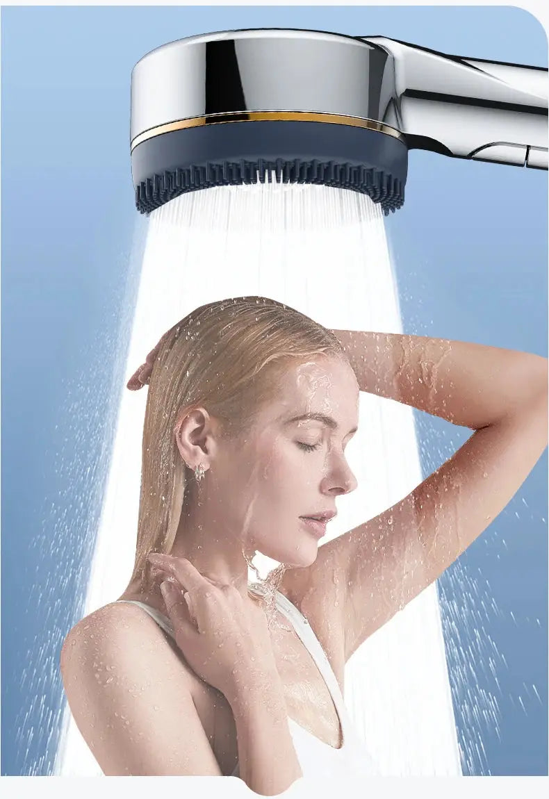 Simples Market chrome shower head with filter, high-pressure, 4 modes, adjustable massage spray