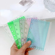 M5 5-hole candy-colored binder pockets in translucent PVC, rainbow document sleeves