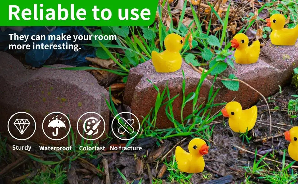 Mini resin ducks; yellow bulk set (100/200pc) for party and DIY micro landscapes