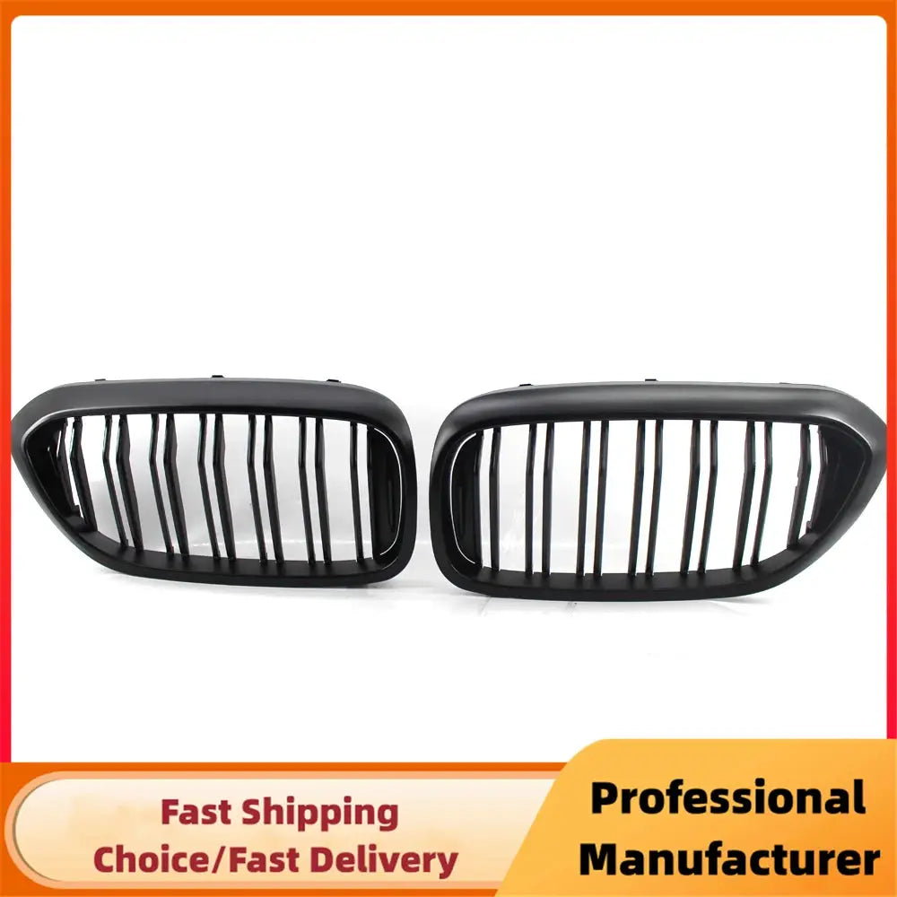 BMW 5 Series front bumper grille pair, double-slatted kidney design, glossy black for G30/G31 2017–2020