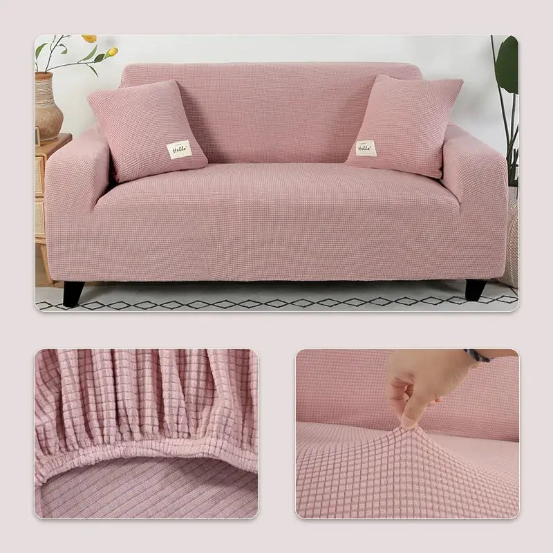 Elastic Jacquard sofa cover in pink for 1-5 seater couches