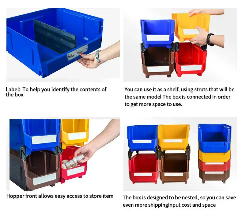 LEADLOONG V2 12-piece part bins in blue, yellow, brown and red for office desk and car storage by Simples Market