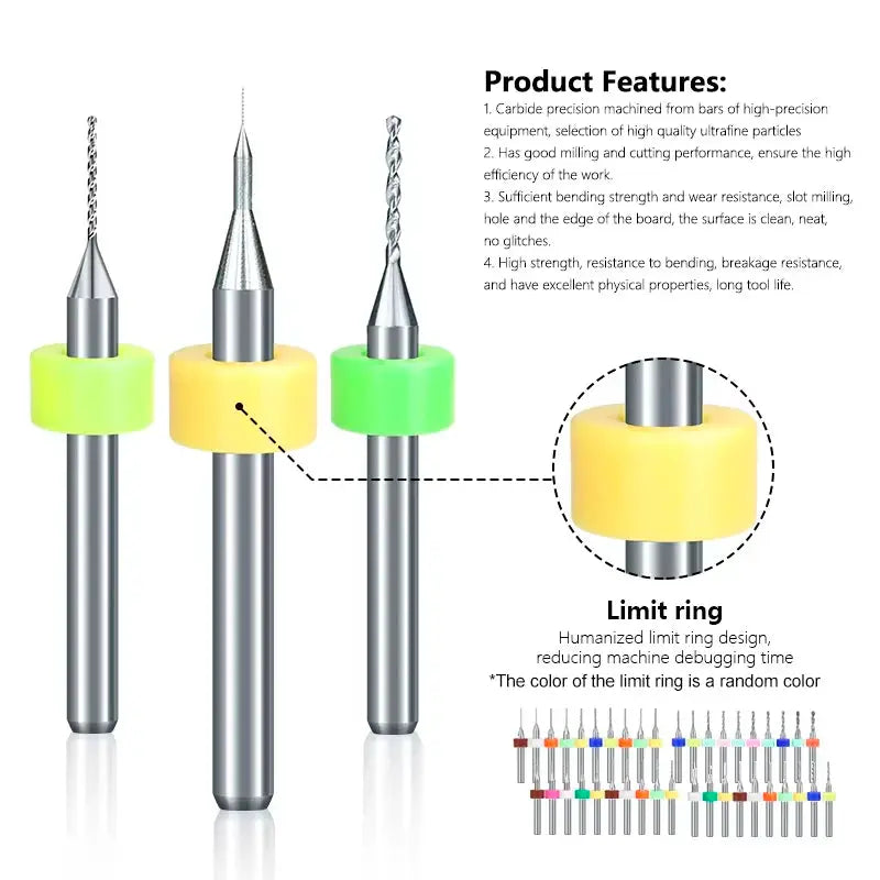 XCAN 0.1mm–2.0mm Carbide PCB Drill Bit Set for Printed Circuit Boards Mini CNC Drilling