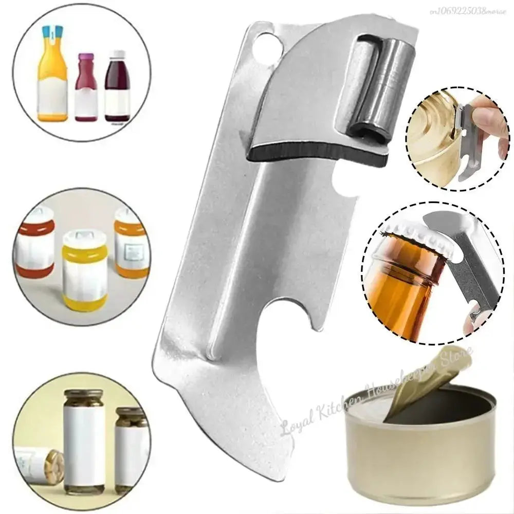 Stainless Steel Can Opener 2in1 Folding Bottle Opener Multifunctional Durable Kitchen Gadget