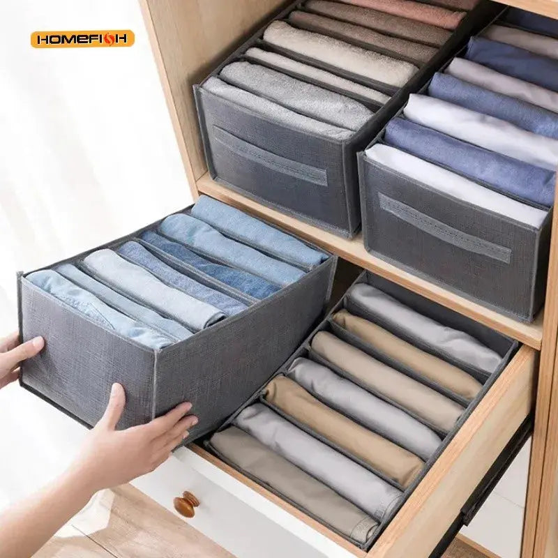 Grey 9 Grid Non Woven Storage Box Durable Washable Space Saving Wardrobe Organizer For Clothes And Underwear