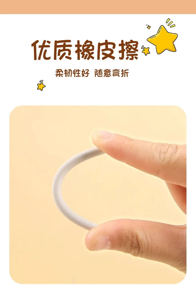 KHINSUN retractable pencil eraser ring; white soft rubber held between fingers