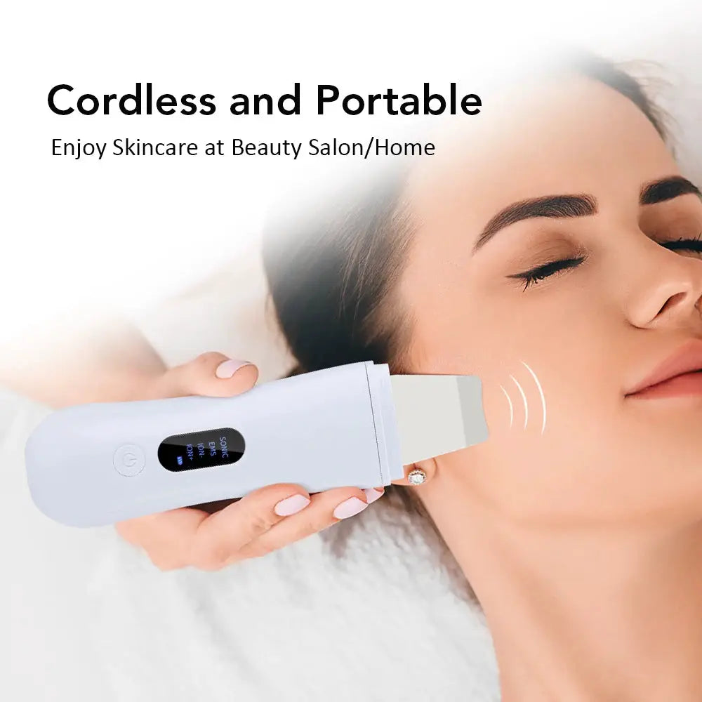 Moajaza Ultrasonic Skin Scrubber Spatula Ion Deep Facial Cleaning Device With 4 Modes For Lifting And Peeling Skin Care