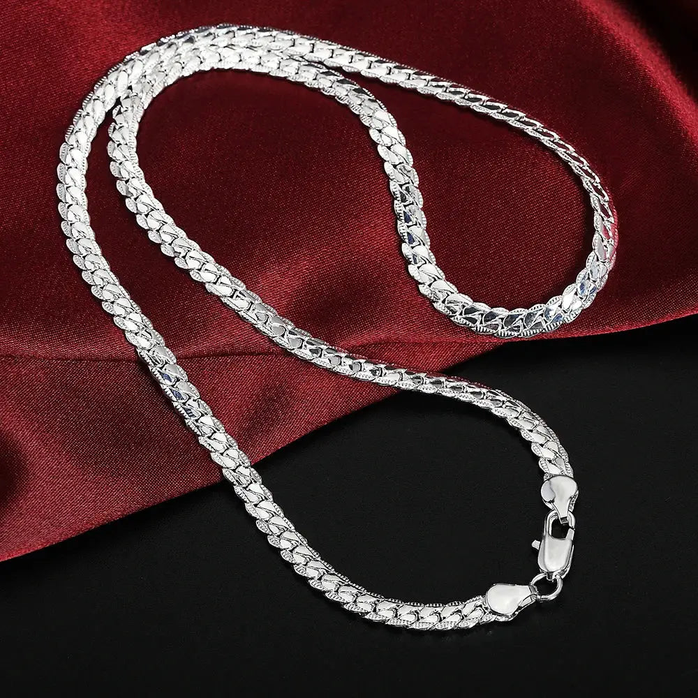 925 Silver Snake Chain Necklace 5mm Adjustable 20 to 60 cm Unisex Luxury Design for Wedding and Engagement Jewelry