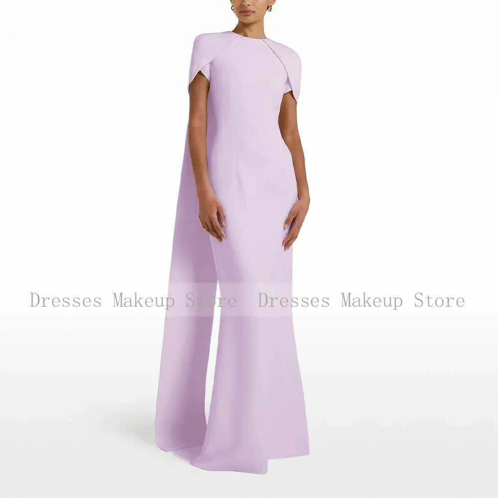 Hot Pink Mermaid Evening Dress O Neck Criss Cross Watteau Train Prom
