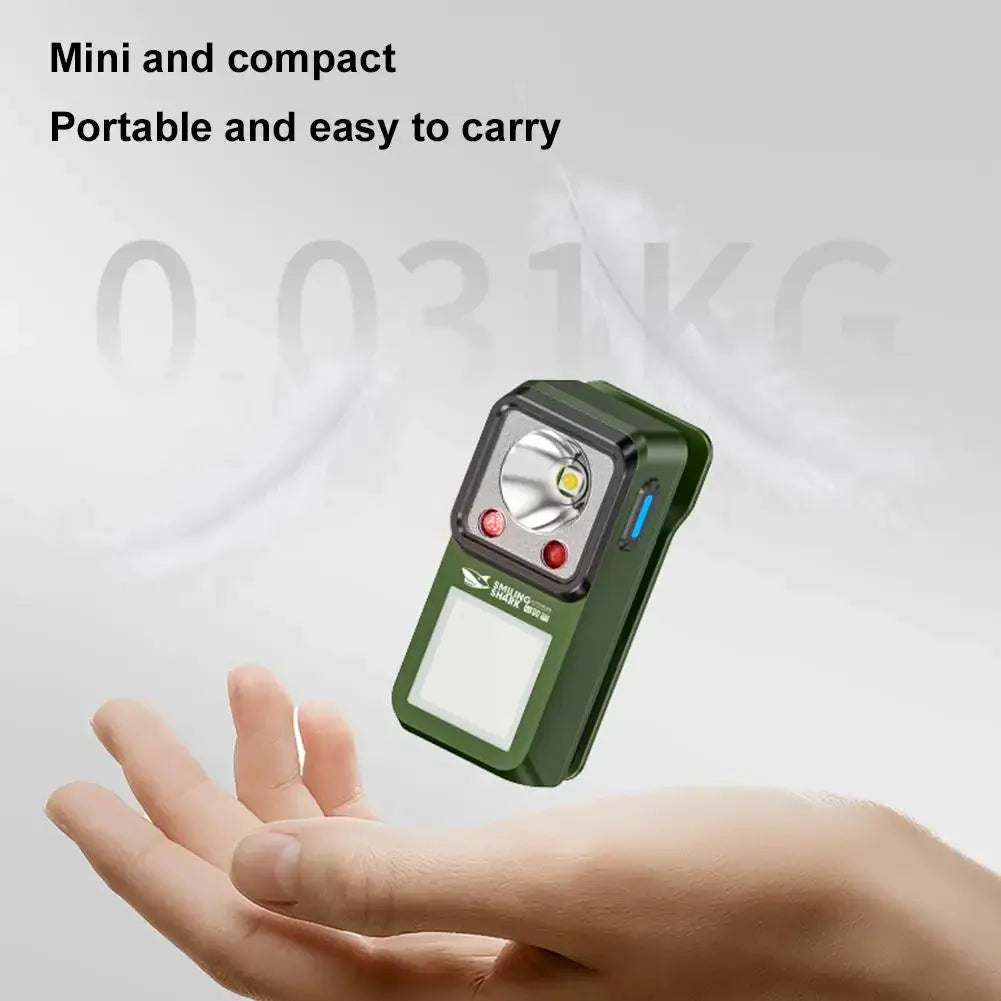 Simples Market LED magnetic clamp flashlight, green, rechargeable clip-on camping light