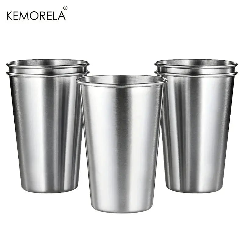 Kemorela 4 Piece Stainless Steel Cup Set With 300ml 400ml And 500ml Tumblers Stackable Camping Drinking Glasses