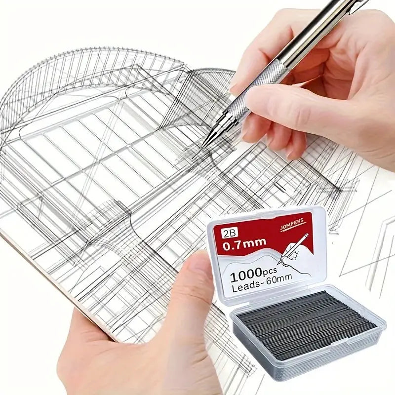 Simples Market transparent mechanical pencils set with 0.5/0.7/0.9mm leads, 2B, 60mm leads in 2 tubes