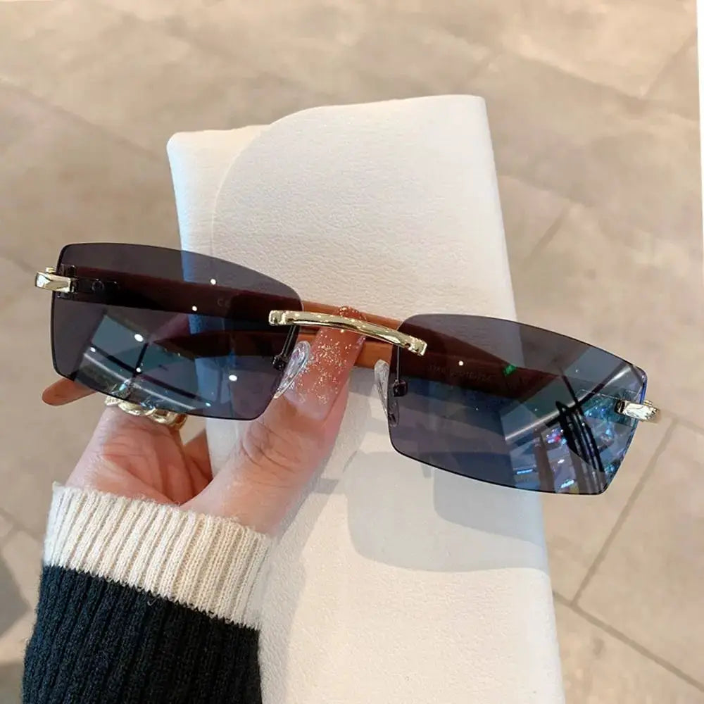 EliteLux Rimless Leopard Head Design Sunglasses Unisex Square Frame With UV Protection For Travel