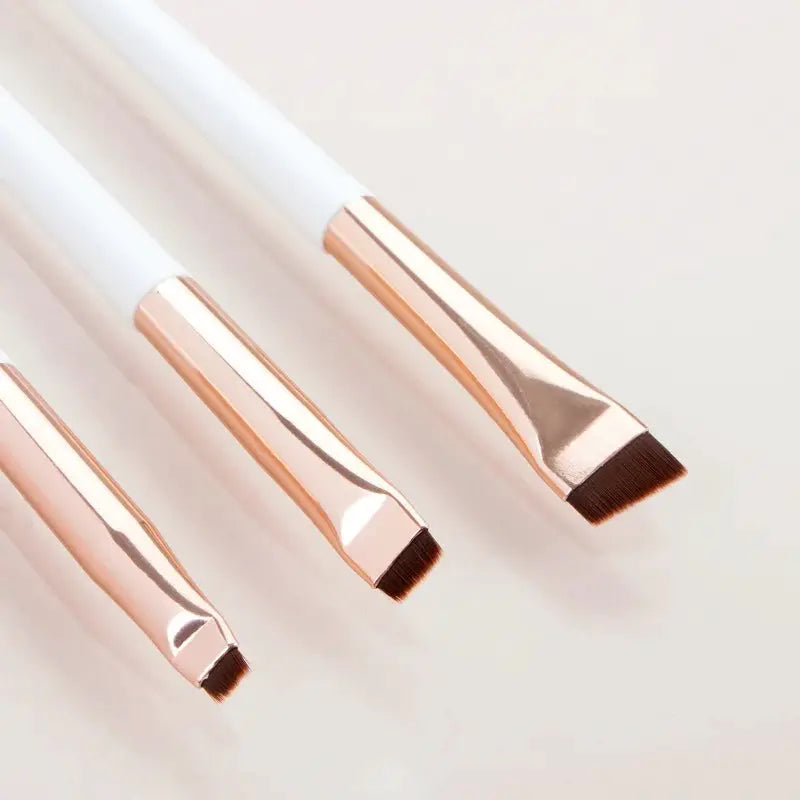 Karsyngirl 3 Piece Eyeliner and Brow Brush Set Portable Fine Angled Flat Ultra Thin Precision Tools