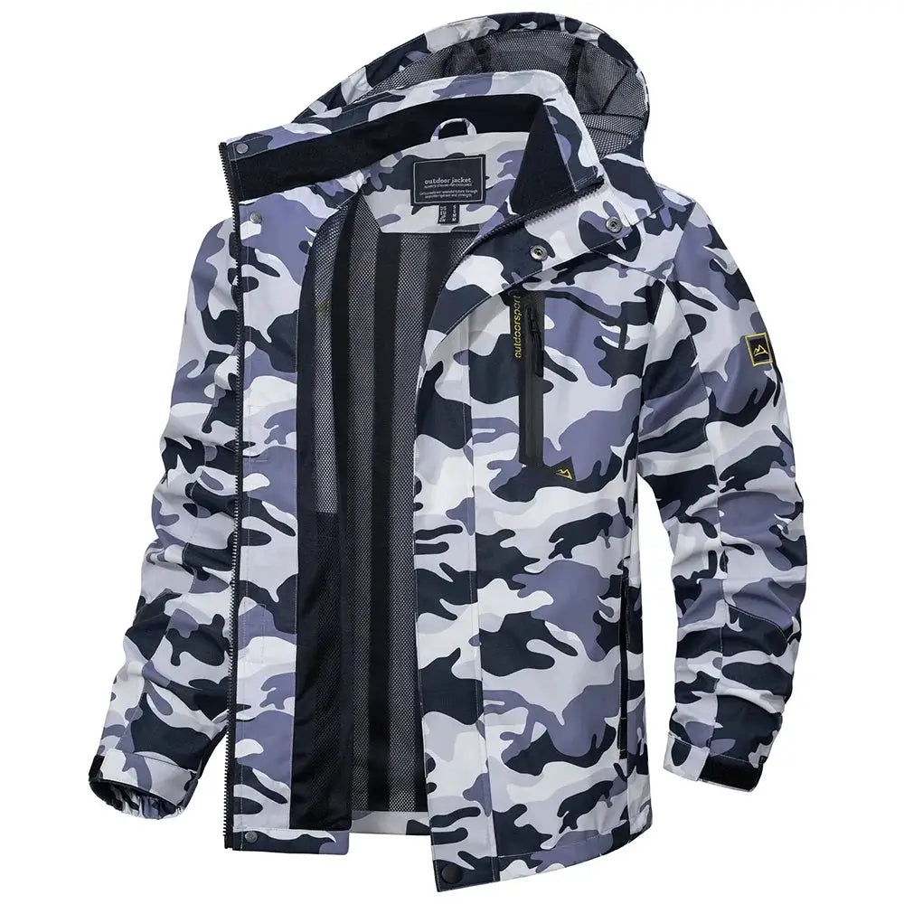 TACVASEN camouflage windbreaker jacket, mesh-lined, waterproof for men, outdoor rain jacket by Simples Market