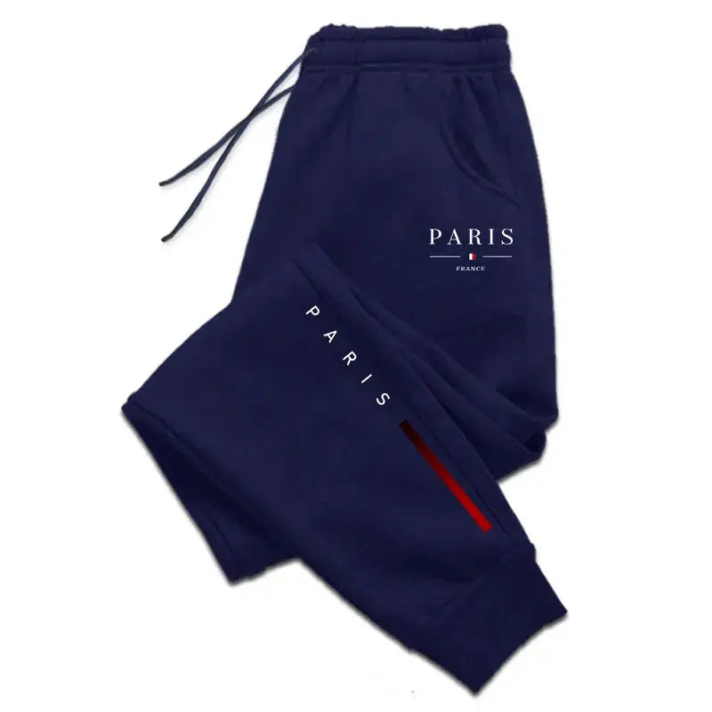 Simples Market men's navy Paris-printed sweatpants with drawstring waist