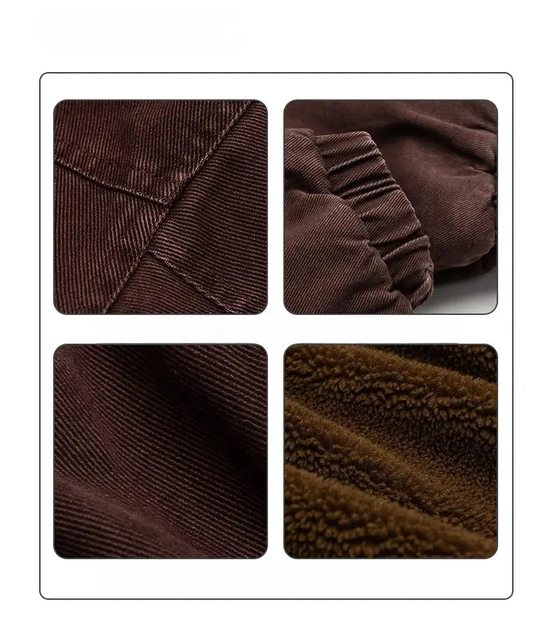 Simples Market men's Japanese vintage polar fleece jacket; brown thick fleece with ribbed cuffs and plush lining