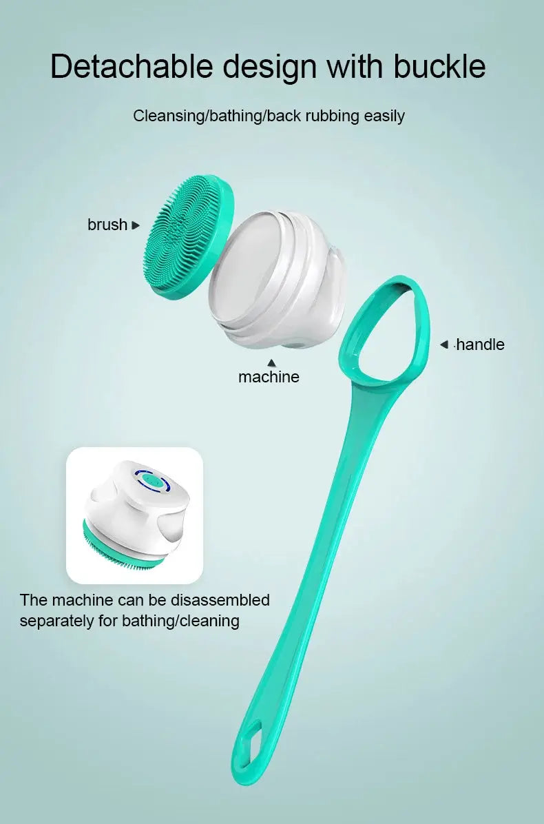 5-in-1 electric shower cleaning brush set by Simples Market in teal with detachable silicone brush head