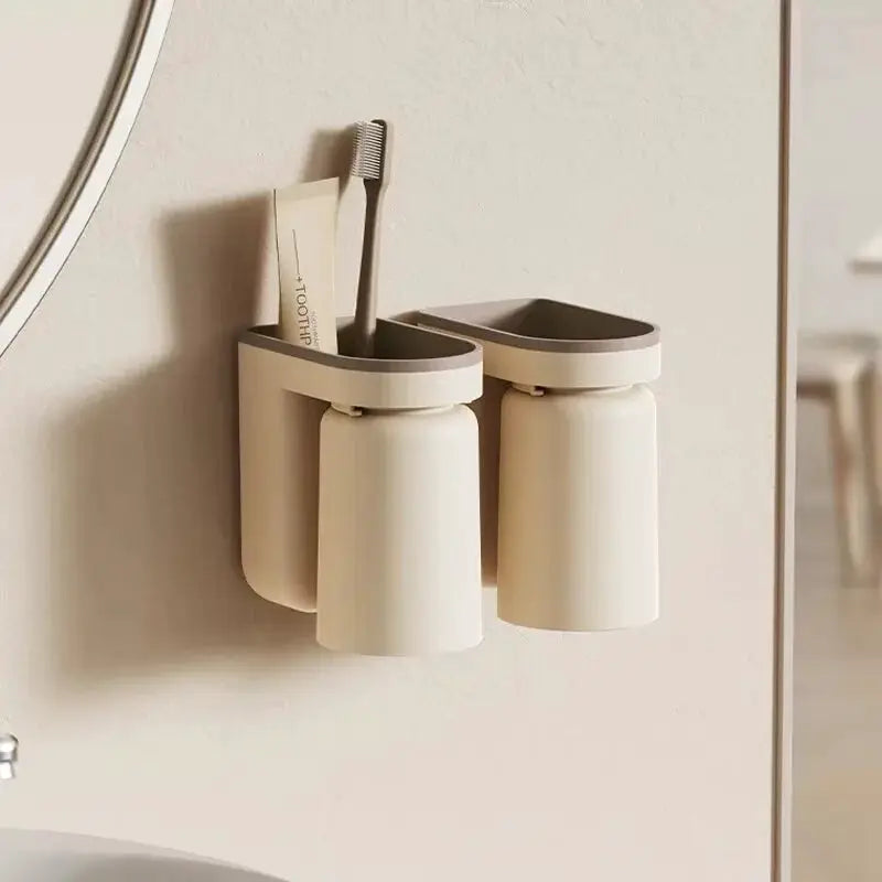 Aura Elite Toothbrush Storage Rack No Hole Wall Mounted Bathroom Organizer Hygienic Quick Drying