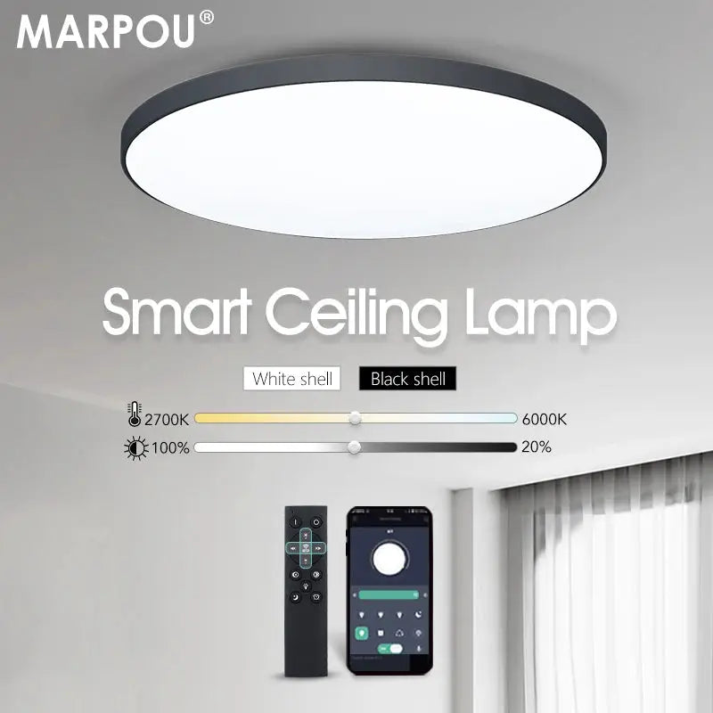 MARPOU smart ceiling lamp with remote control, white shell, Simples Market brand