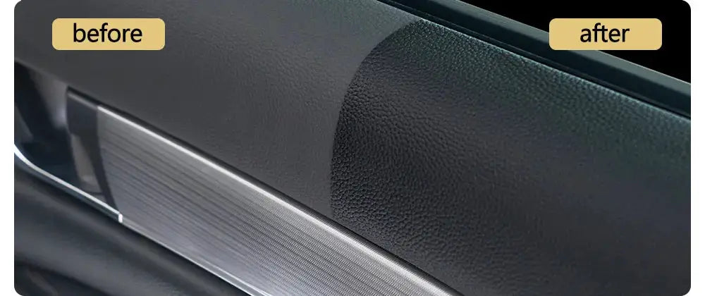 Hydroshine ceramic trim restorer gel for car interior, black dashboard with brushed silver trim