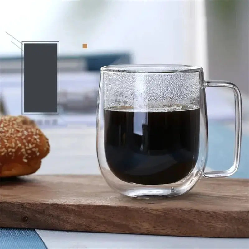 150-350ml Double Wall Borosilicate Glass Mug With Handle Coffee Cup