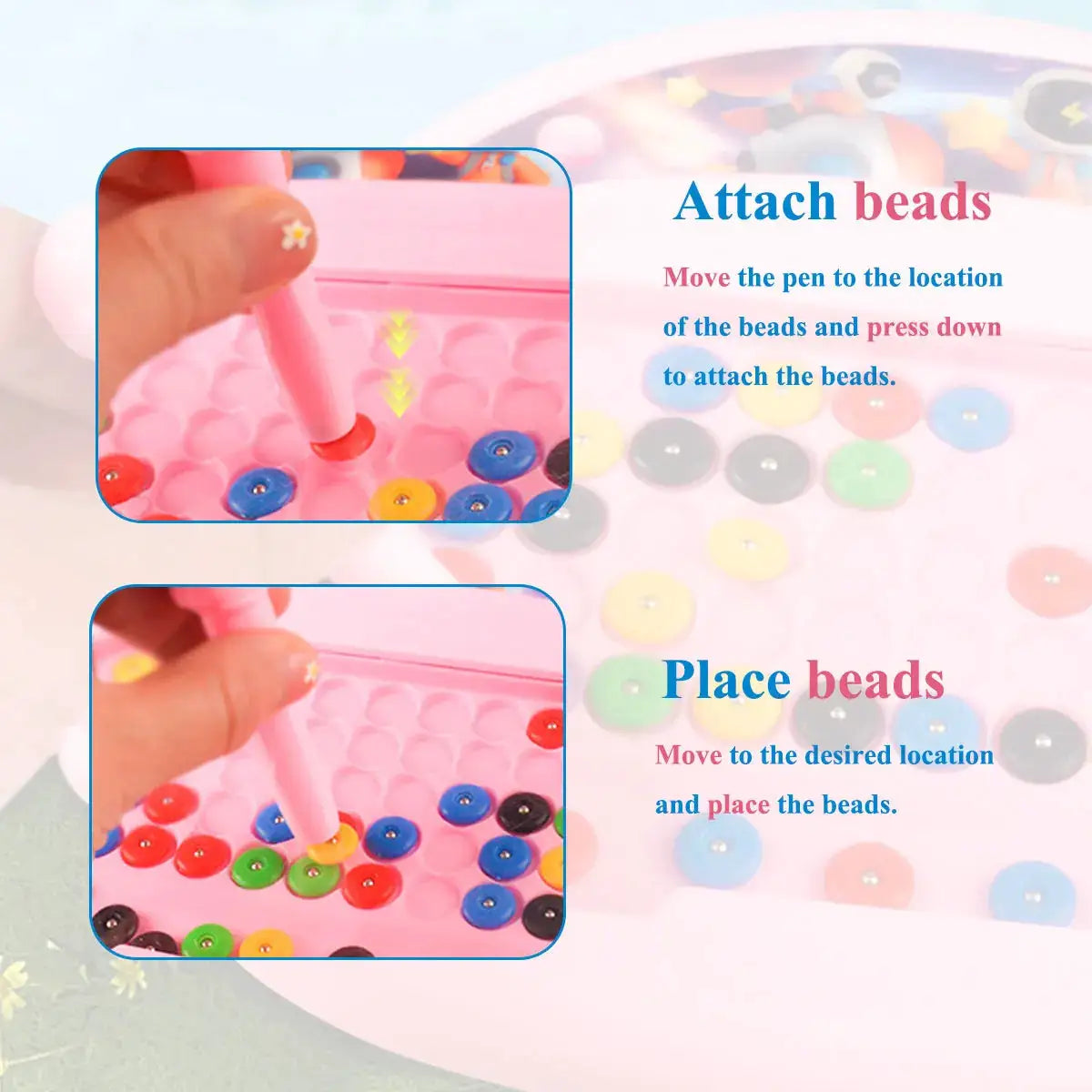 Magnetic Doodle Board For Kids Ages 3 To 8 With Pen And Beads Educational Toy Montessori Gift