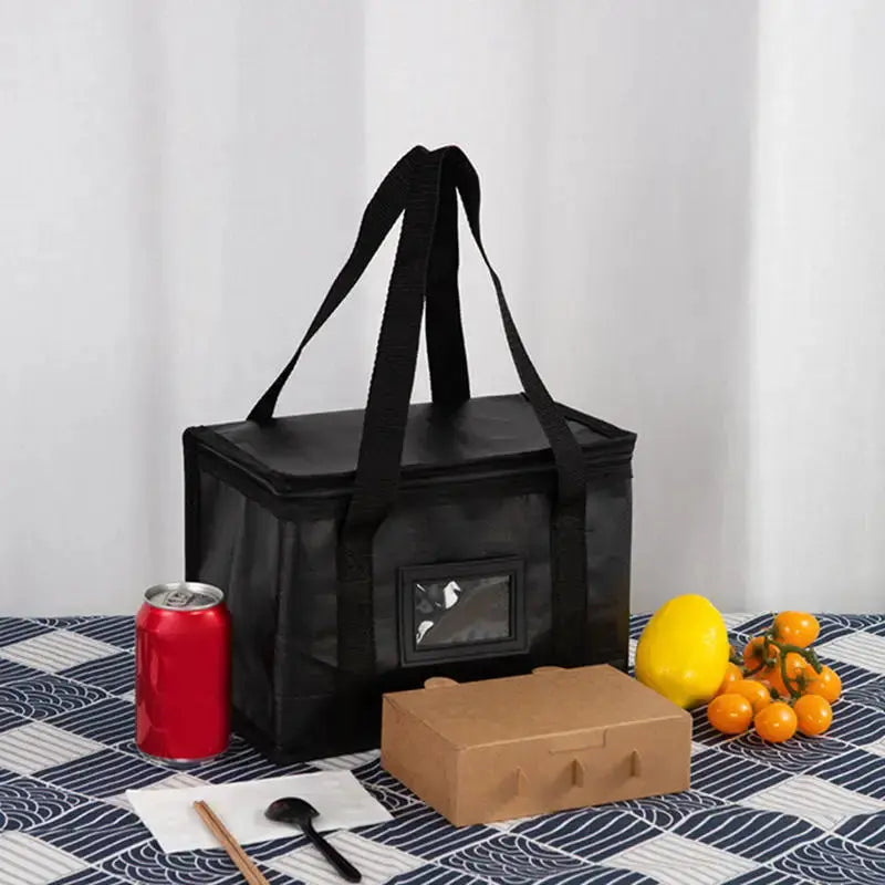 Simples Market portable insulated food delivery bag, large black thermal cooler with dual handles