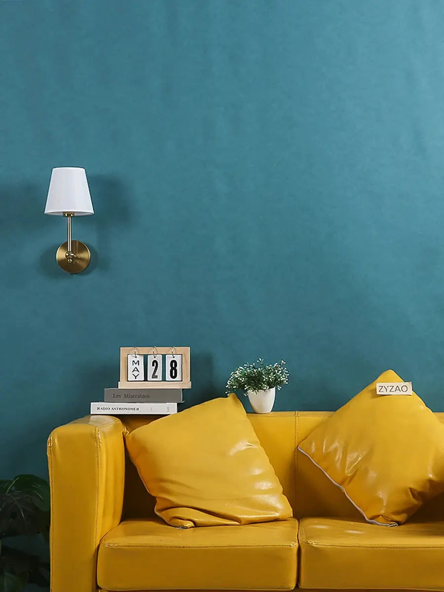 American Retro wall lamp sconce with brass finish and white fabric shade by Simples Market