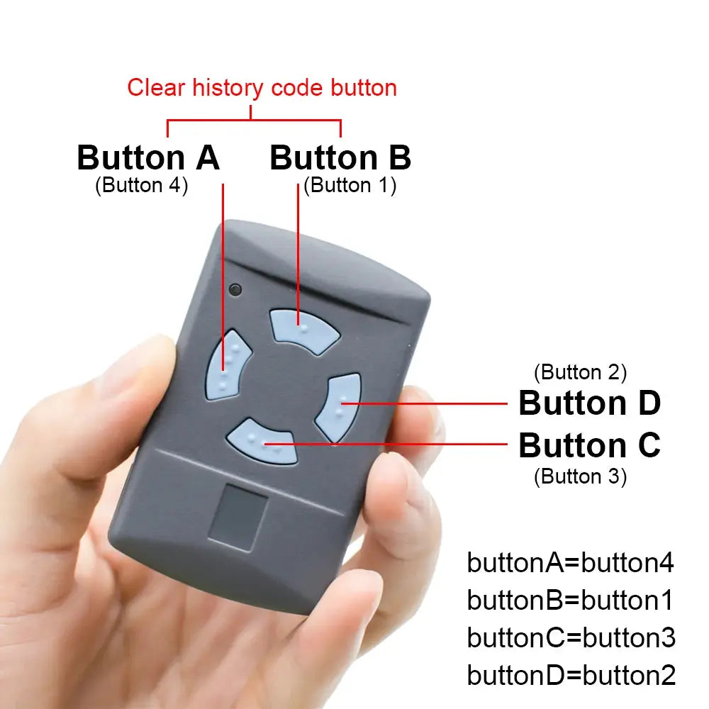 Garage door remote control key fob by Simples Market, gray four-button