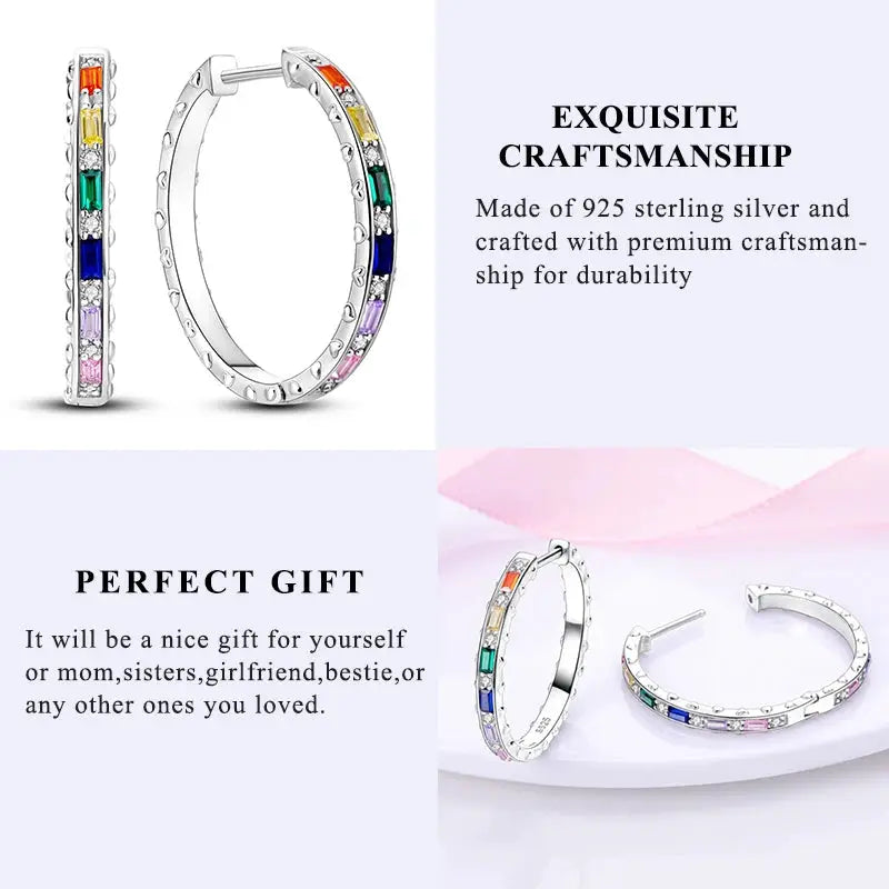 925 Sterling Silver Hoop Earrings Hypoallergenic Zirconia Hoops For Women Girls High Quality Fashion Jewelry