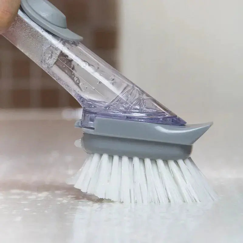 2 In 1 Kitchen Cleaning Brush With Long Handle And Removable Sponge Dispenser For Dishes Pots Pans And Stovetops
