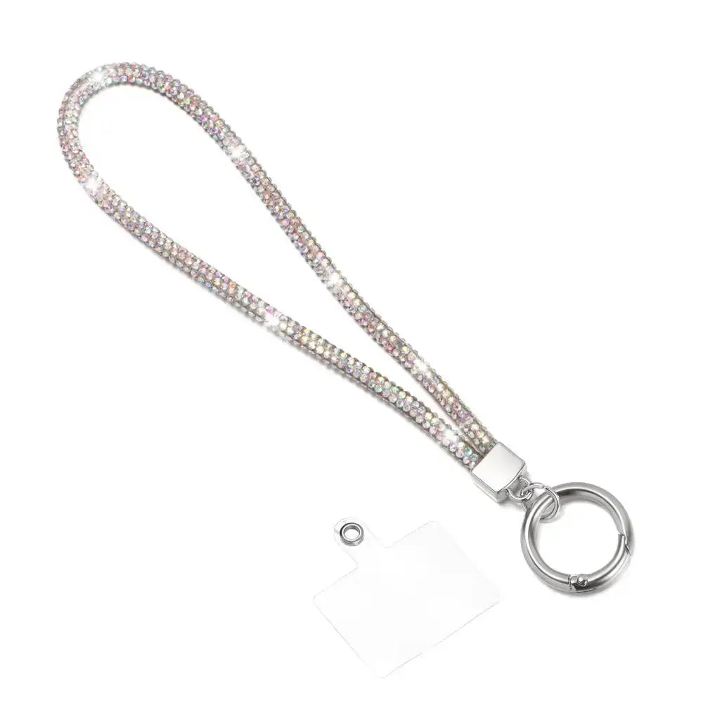 Glitter Rhinestone Phone Lanyard Crystal Wrist Strap Anti Lost Keychain Hanging Accessory For Secure Phone