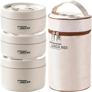 UrbanChef Portable Insulated Stainless Steel Lunch Container Set With 3 Stackable Carriers Keeps Food Hot Or Cold