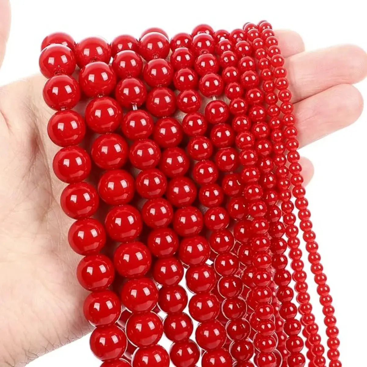 6mm 8mm 10mm Red Coral Crystal Beads Round For Jewelry Making DIY Bracelet Necklace Charms Beaded