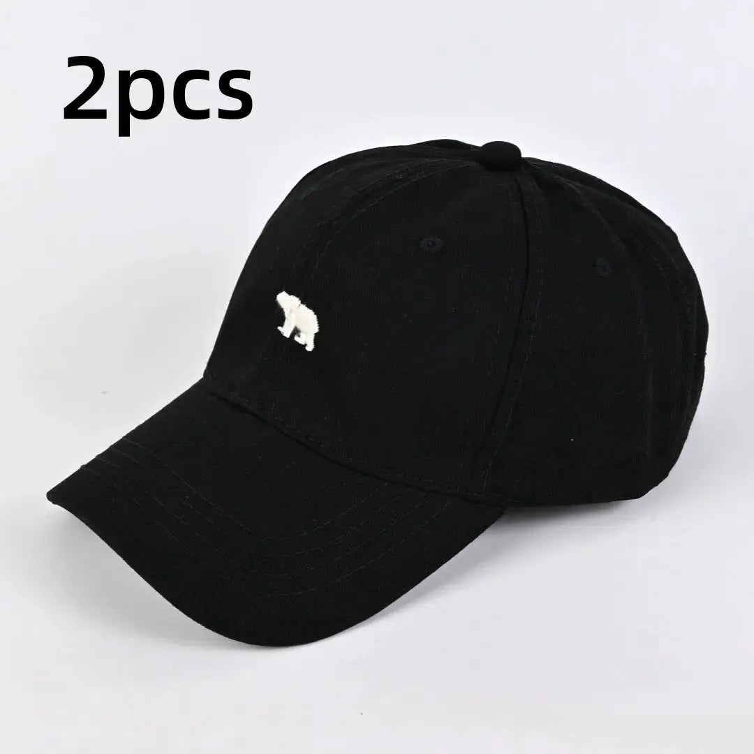 Bear Embroidered Baseball Cap Sun Protective Breathable Cotton Adjustable Unisex Casual Hat